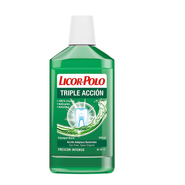 Licor del Polo Enjuague Triple acción Verde 500 ml