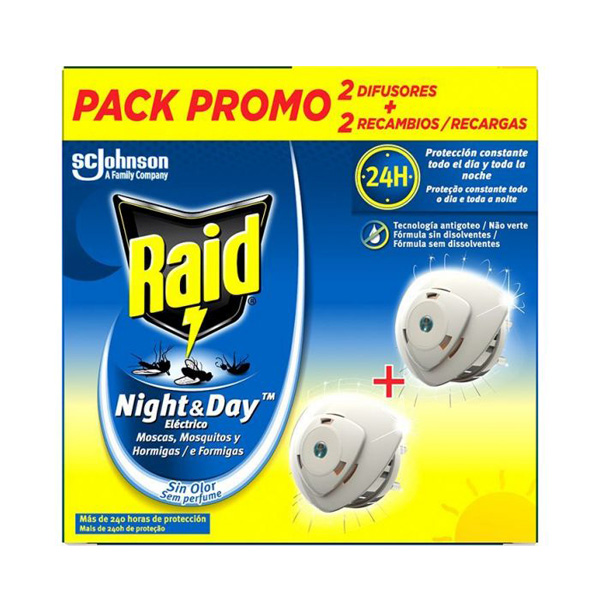 Raid Night&Day insecticida 2 aparatos + recambio